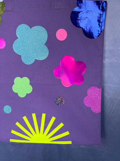 Disco Glitter Flower Lavender Tote Bag image 2