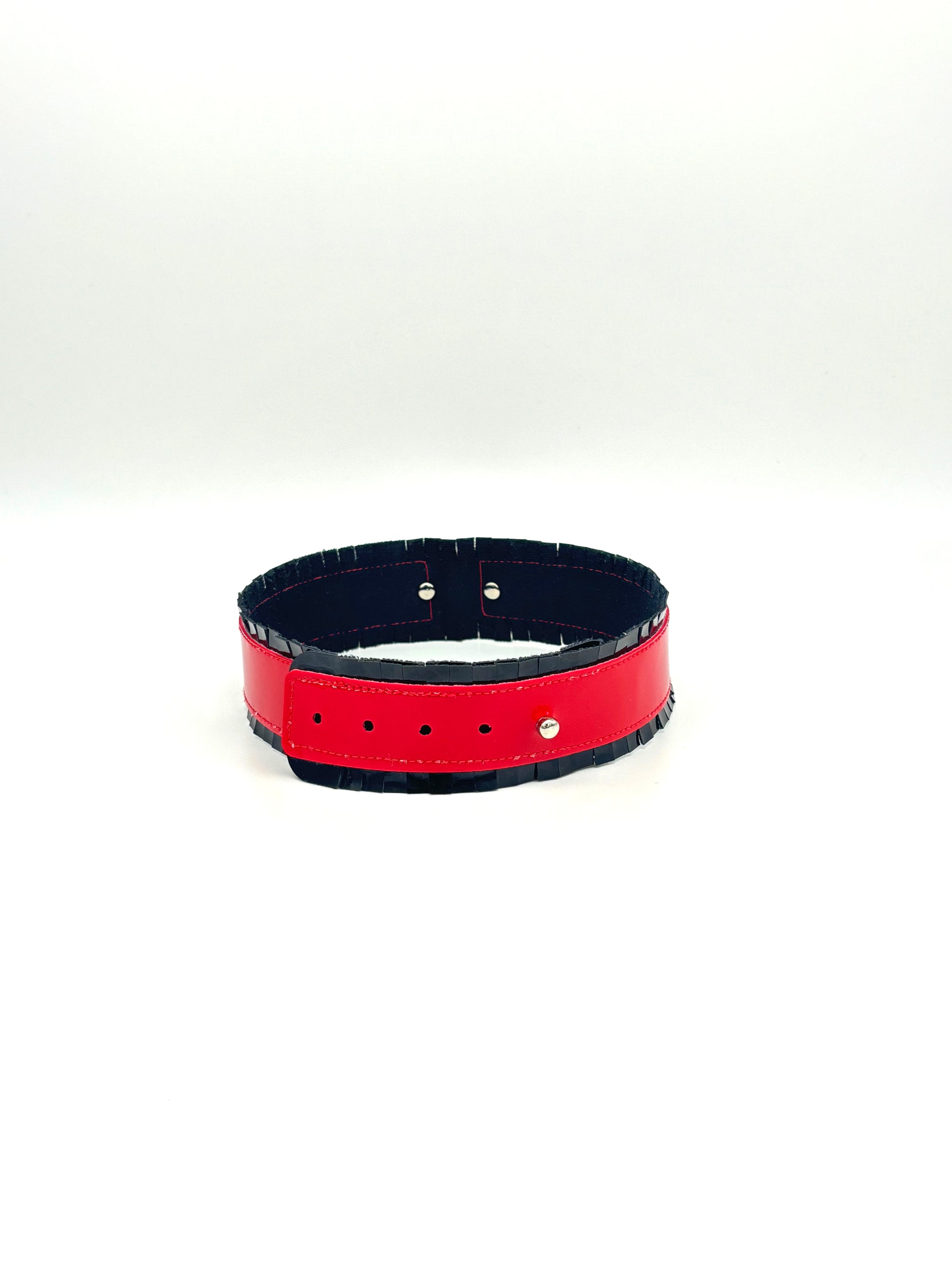 Fringed PVC choker - Black & Red image 4