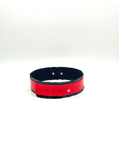 Fringed PVC choker - Black & Red image 4