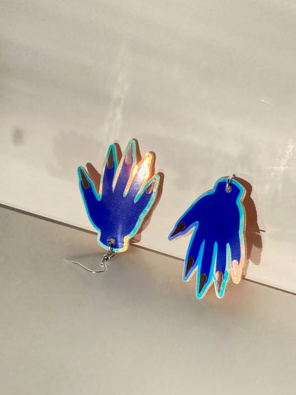 Sparkly Hand Earrings -Royal Blue image 2