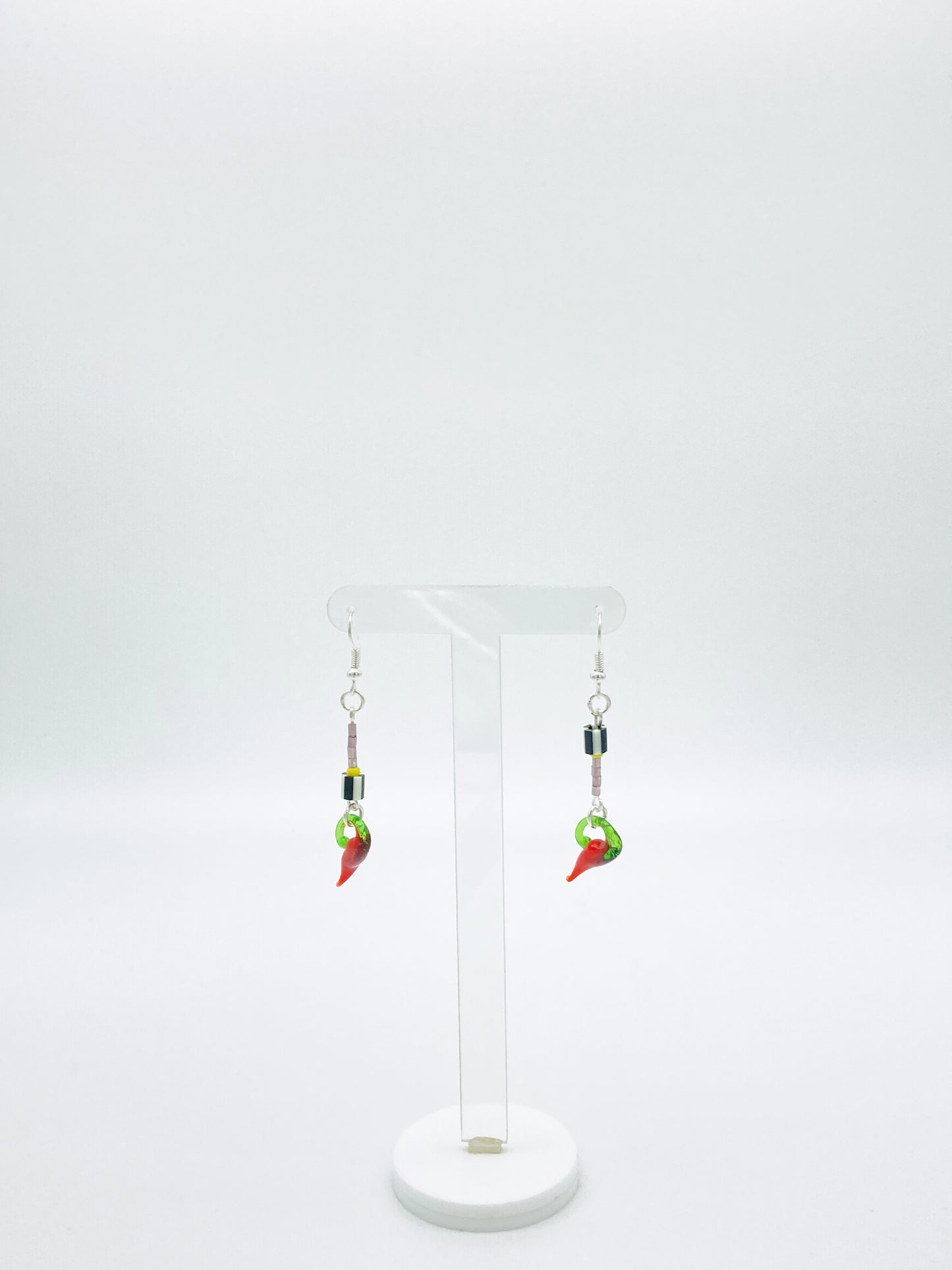 Abstract Chilli stripe b&w dangle earrings image 3