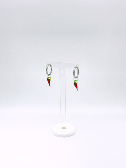 Clicker Hoop Chilli Earrings - Stainless Steel image 0