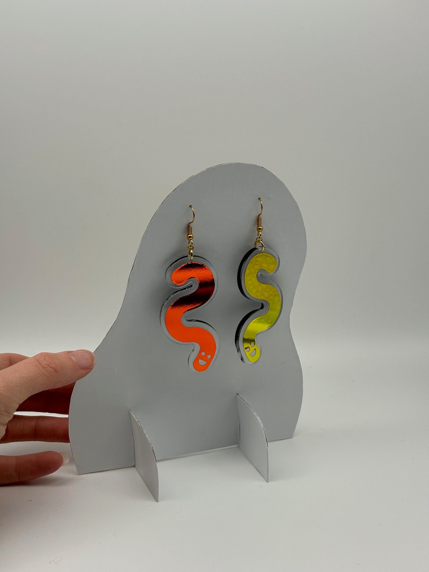Vinyl Worm Earrings - Tourmaline Aurora image 4