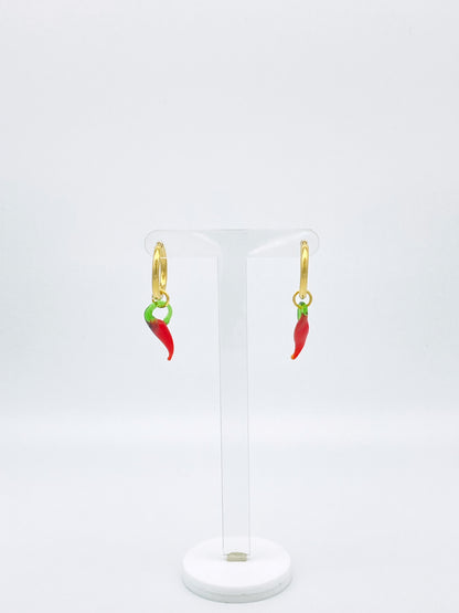 Clicker Hoop Chilli Earrings - Gold Plated image 0