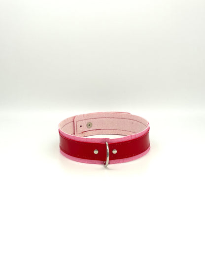 Fringed PVC choker - Baby Pink & Red image 1