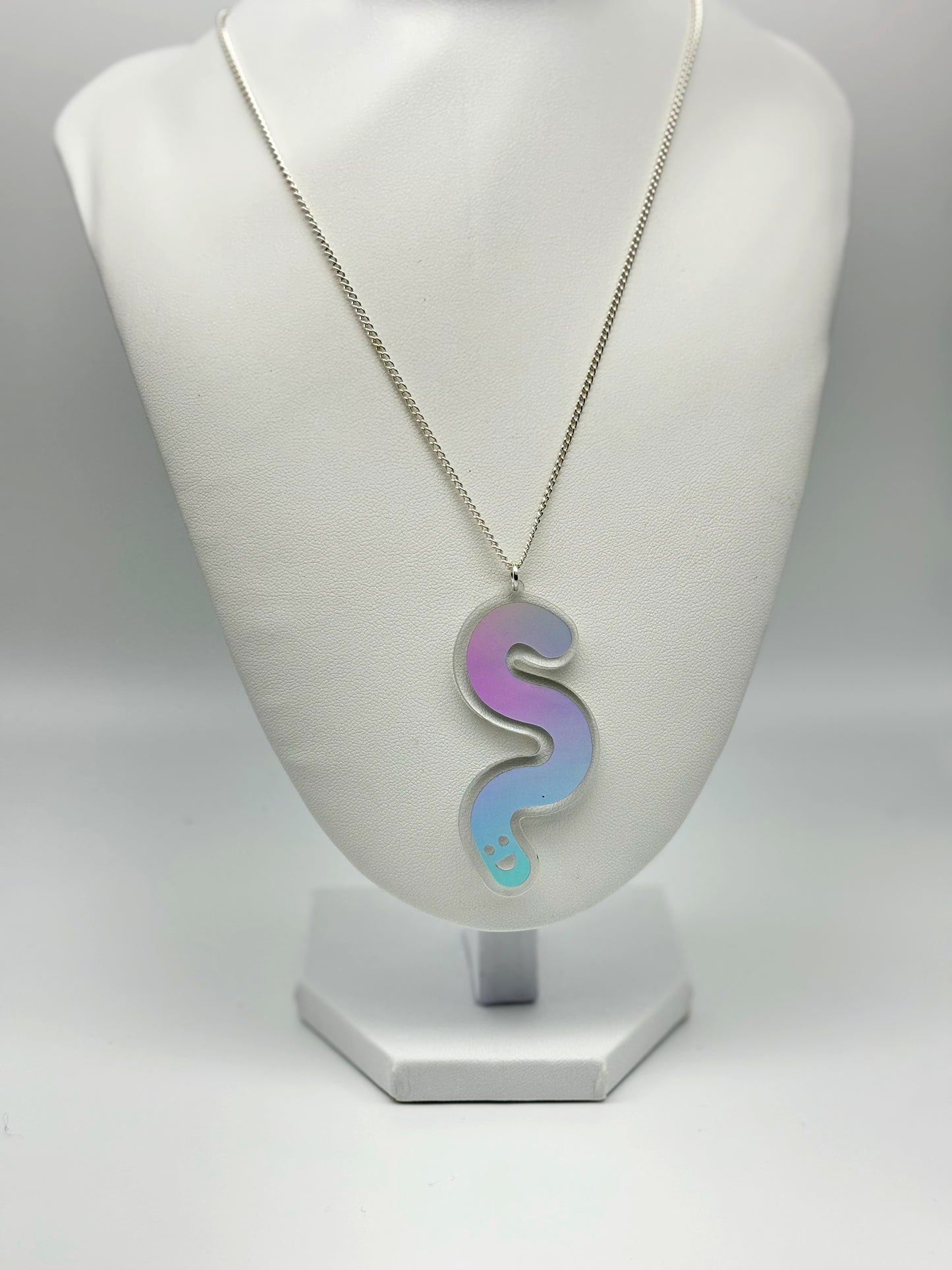 Wormie Necklace - Holographic Silver Vinyl image 3