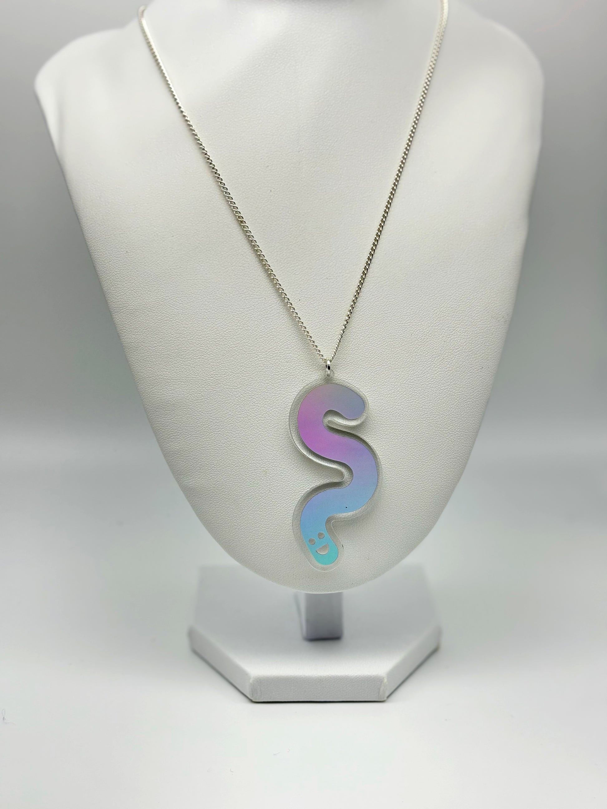 Wormie Necklace - Holographic Silver Vinyl image 3