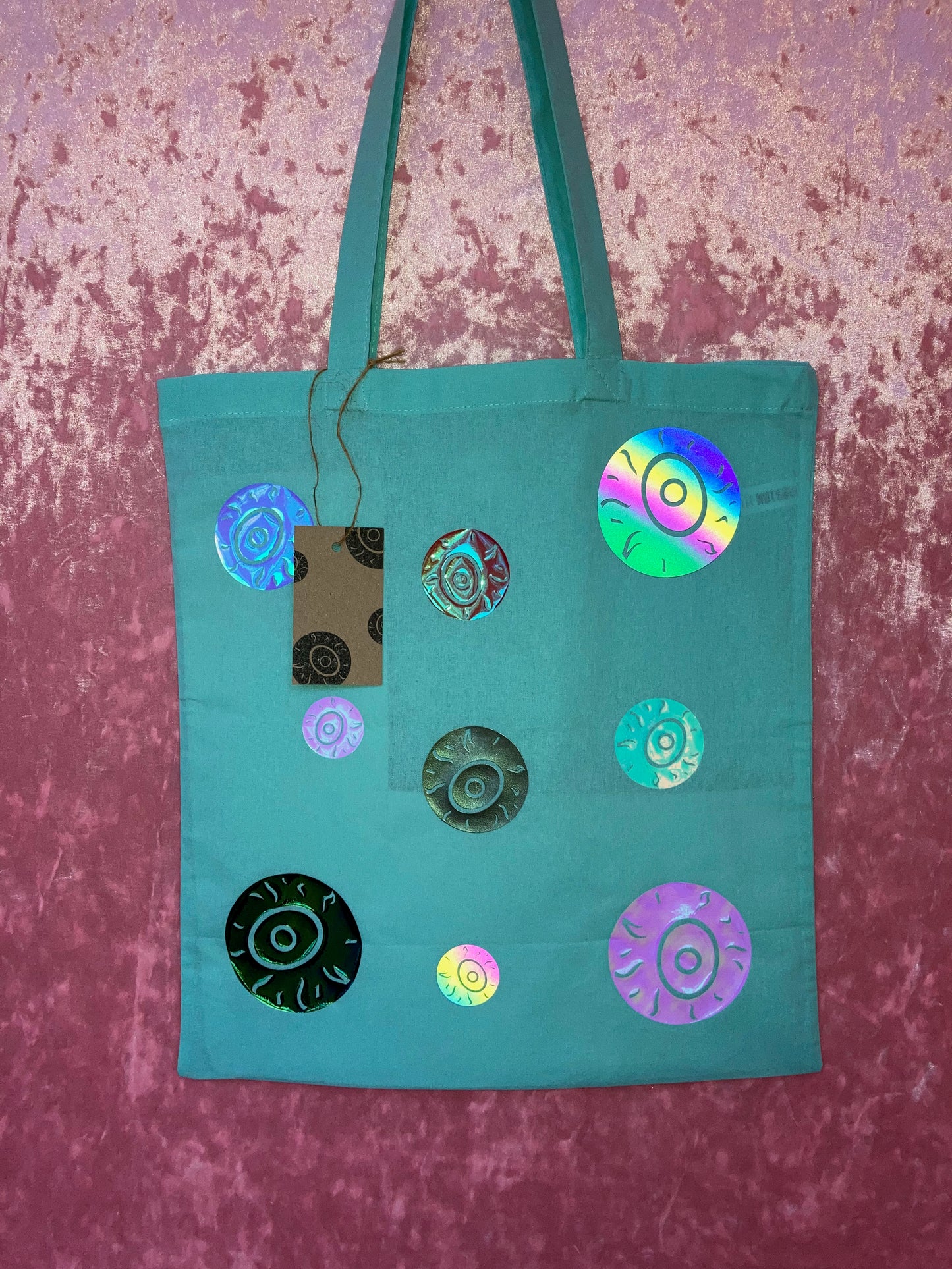 Rainbow Eyeballs Minty Tote Bag image 0