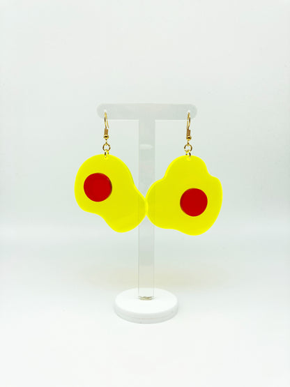 Neon Fluorescent Fried Egg Earrings - Big Yellow & Pink Eggs image 7
