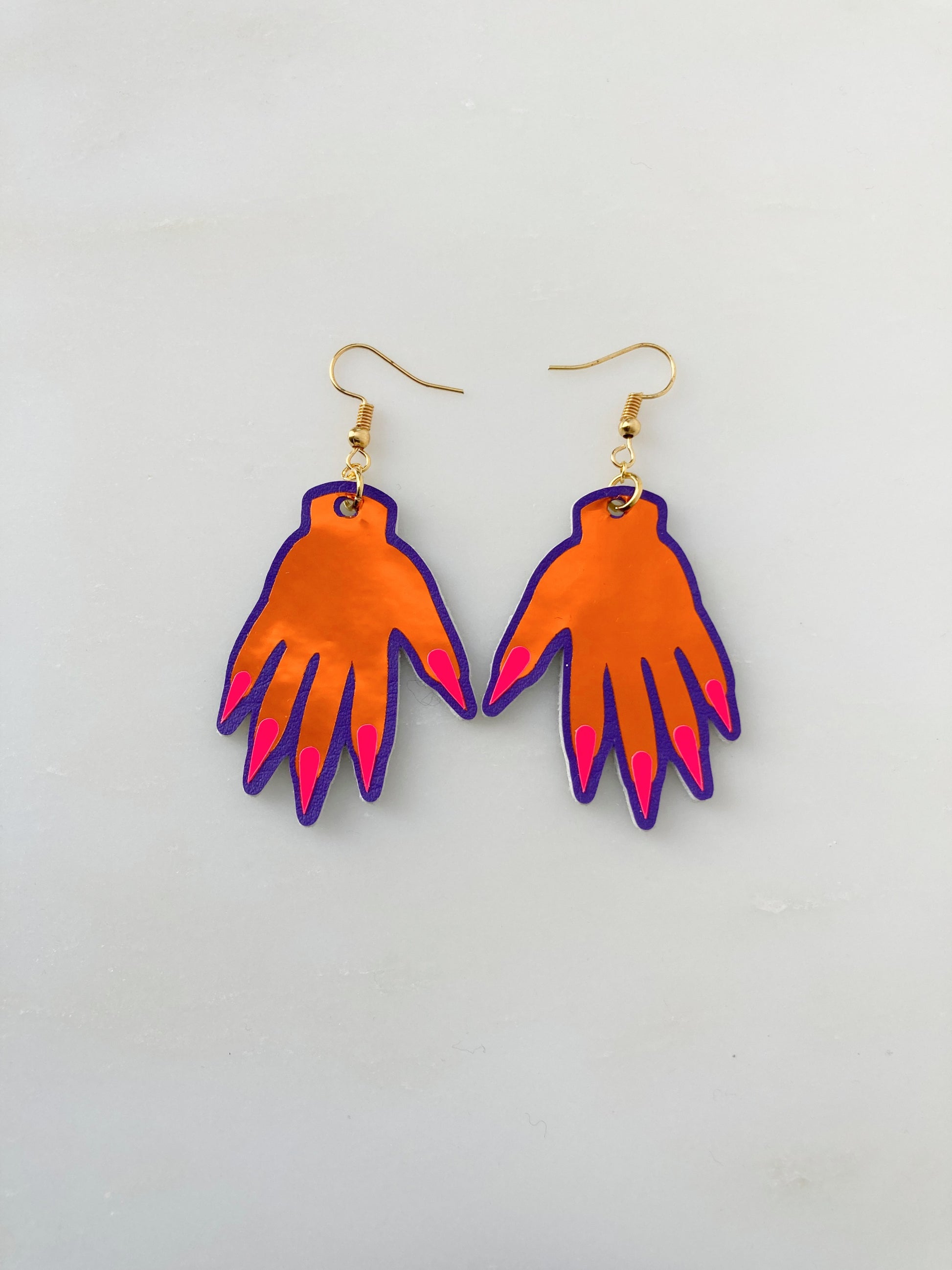 Sparkly Hand Earrings - Orange image 0