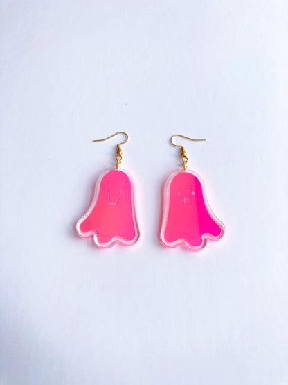 Holographic Ghost Earrings - Fluorescent Peachy Opal image 0