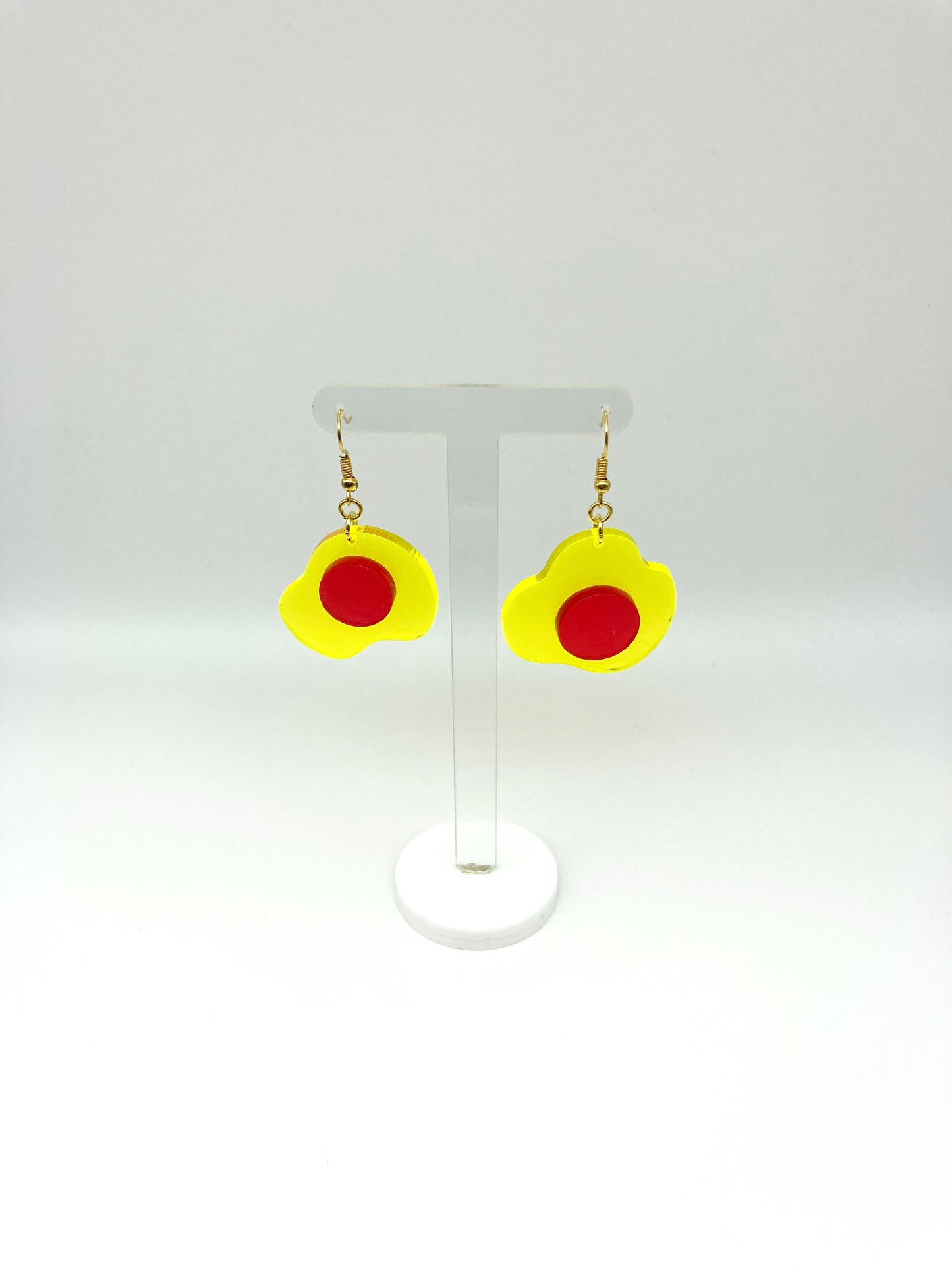 Neon Fluorescent Fried Egg Earrings - Mini Yellow & Pink Eggs image 5