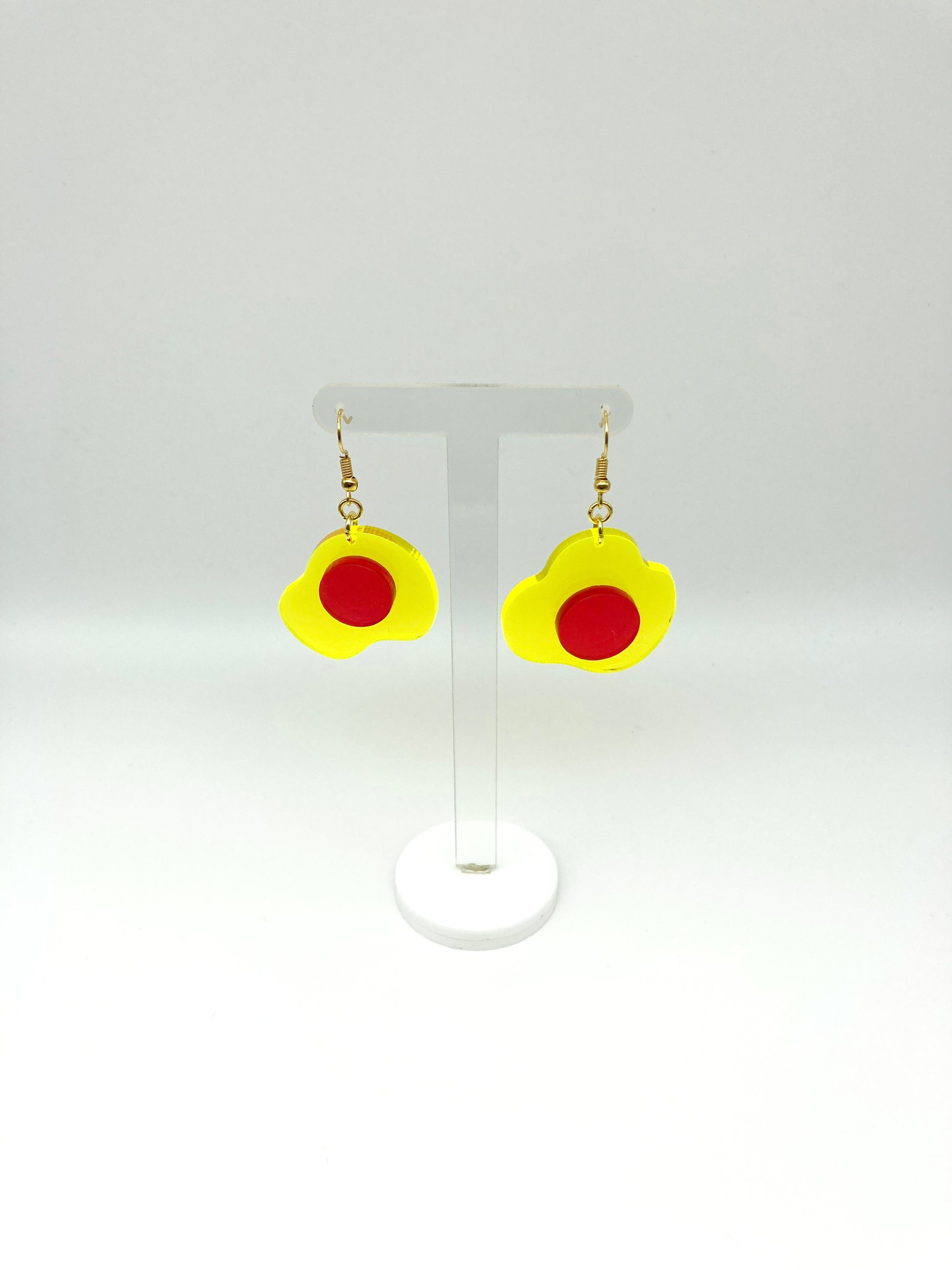 Neon Fluorescent Fried Egg Earrings - Mini Yellow & Pink Eggs image 5
