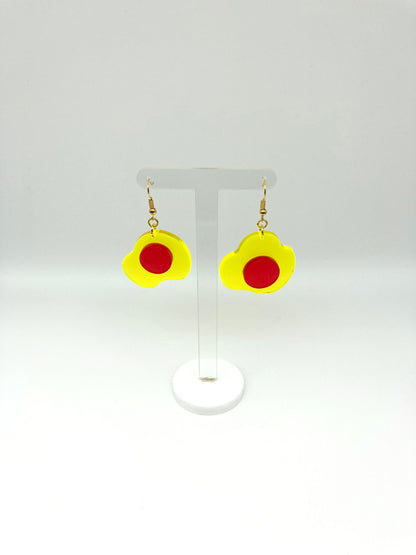 Neon Fluorescent Fried Egg Earrings - Mini Yellow & Pink Eggs image 5
