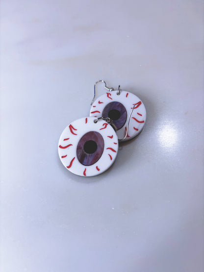 *Sample* Medium Eyeball Earrings - Swirly Lilac Marble image 0