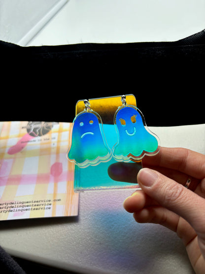 Holographic Ghost Earrings - Ocean Teal image 1