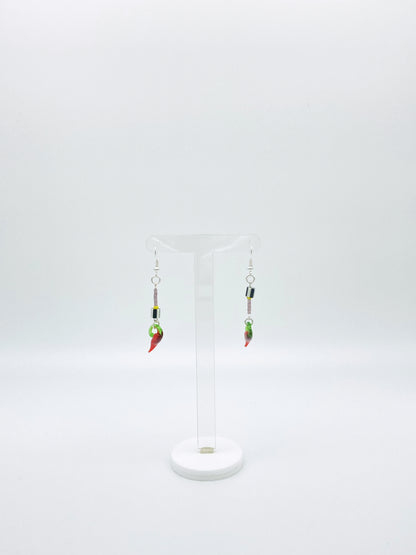 Abstract Chilli stripe b&w dangle earrings - Gold findings image 5