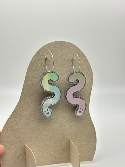 Double Sided Glitter Acrylic Worm Hoop Earrings image 8