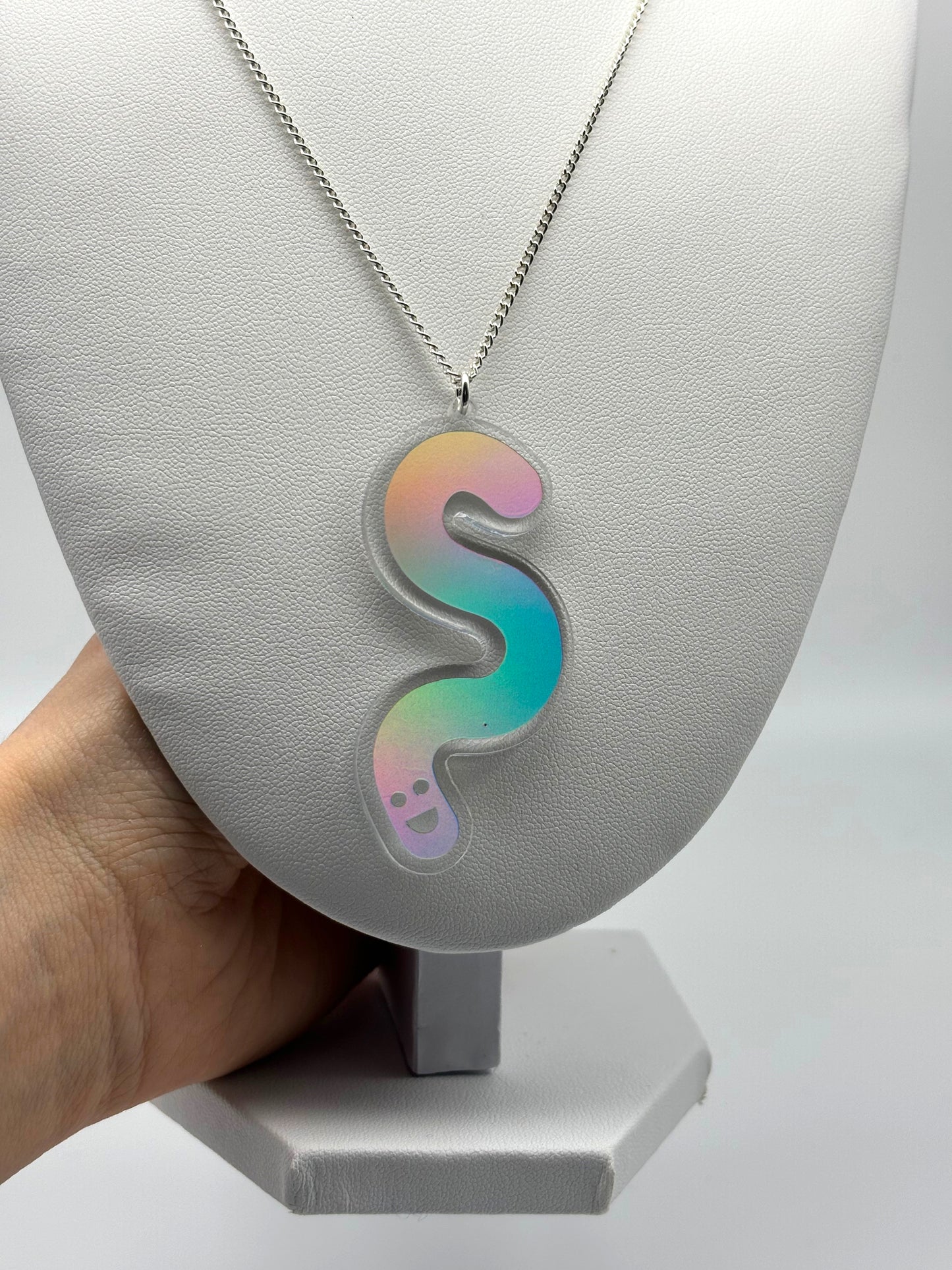 Wormie Necklace - Holographic Silver Vinyl image 6