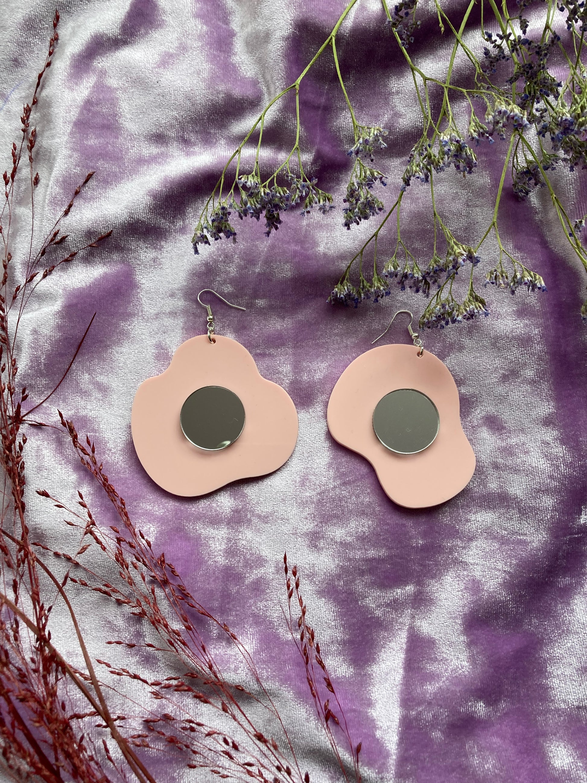 Silver Yolk Fried Egg Earrings image 0