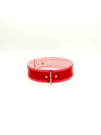 Fringed PVC choker -Pink & Red image 1
