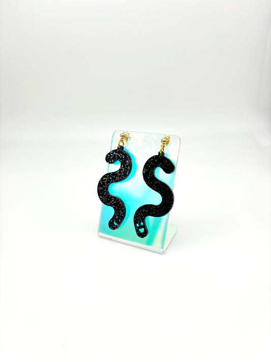 Glitter Worm Simple Dangles - Black image 1