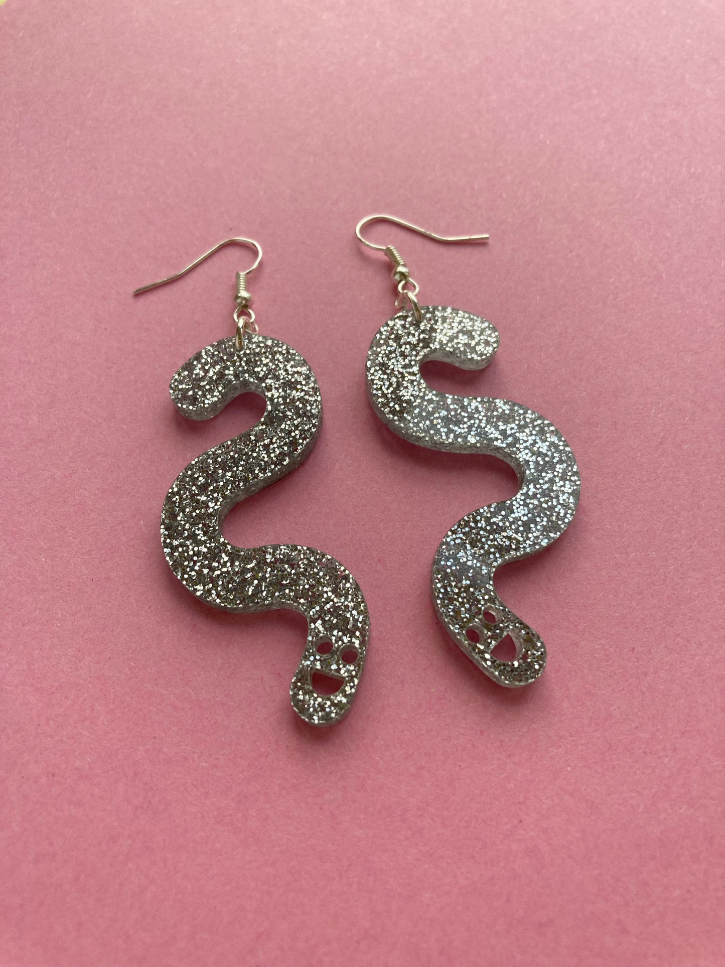 Glitter Worm Simple Dangles - Silver image 3