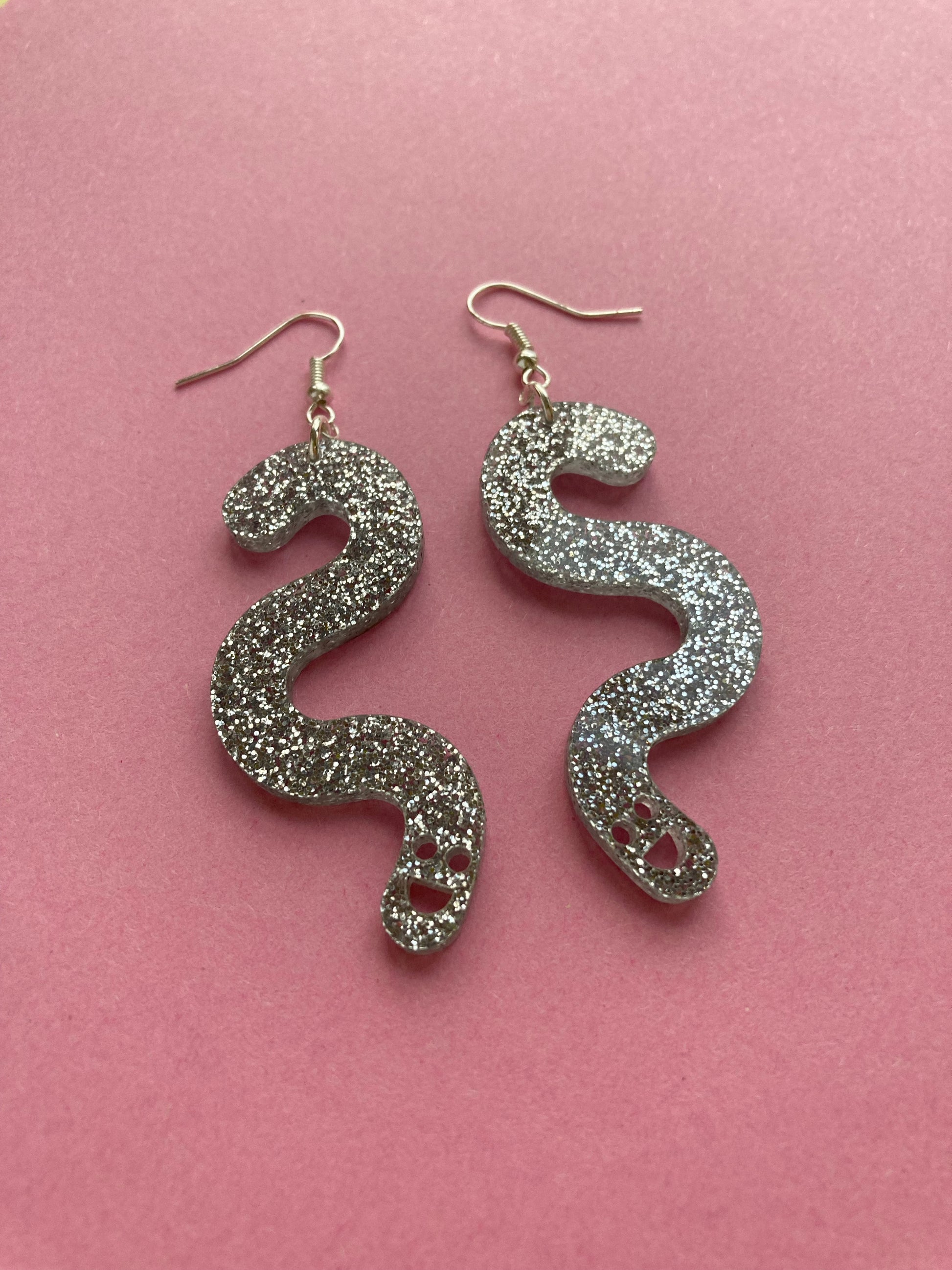 Glitter Worm Simple Dangles - Silver image 3
