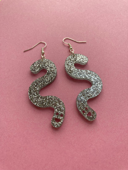 Glitter Worm Simple Dangles - Silver image 3