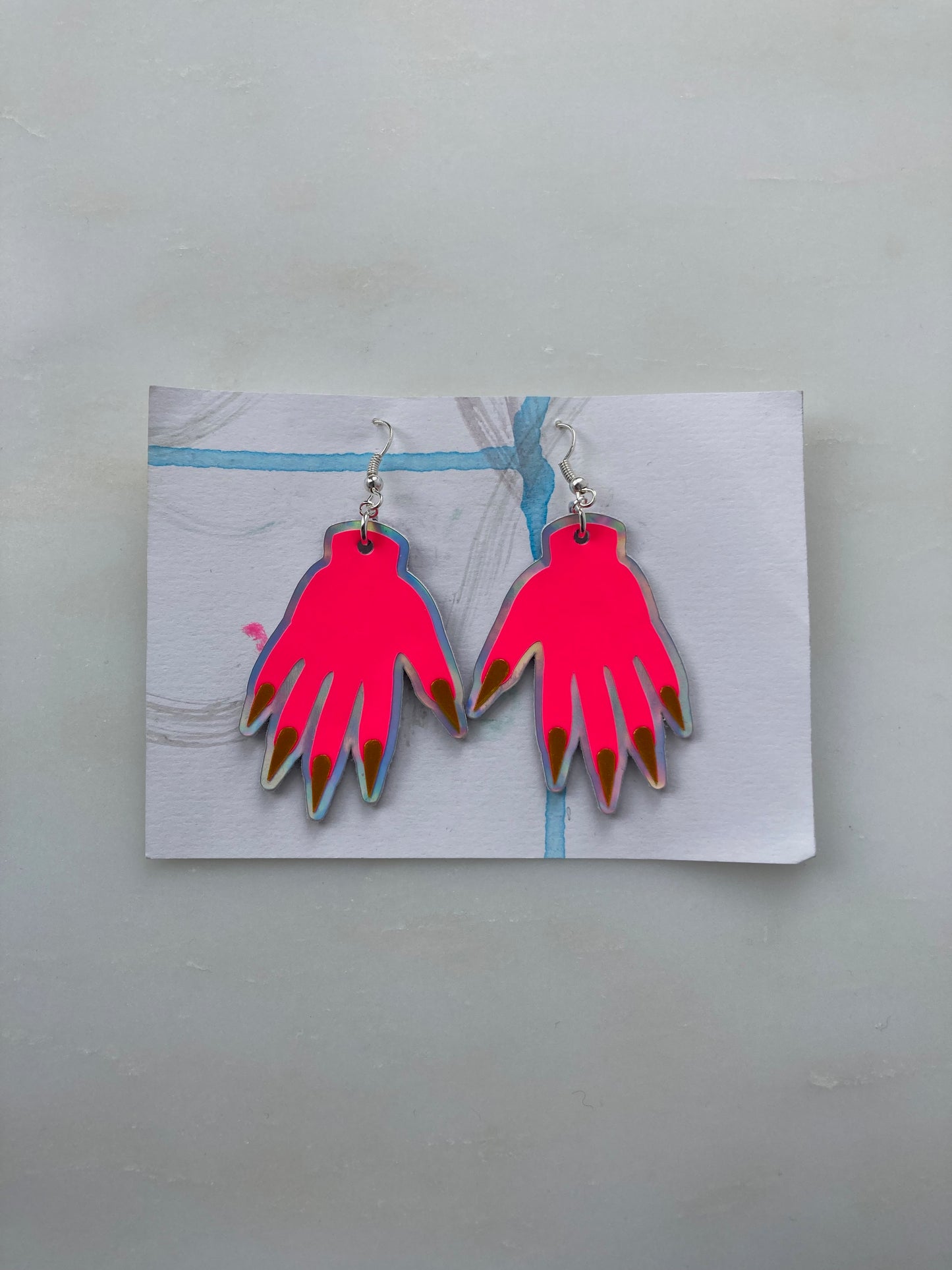 Sparkly Hand Earrings - Fluro Pink image 7