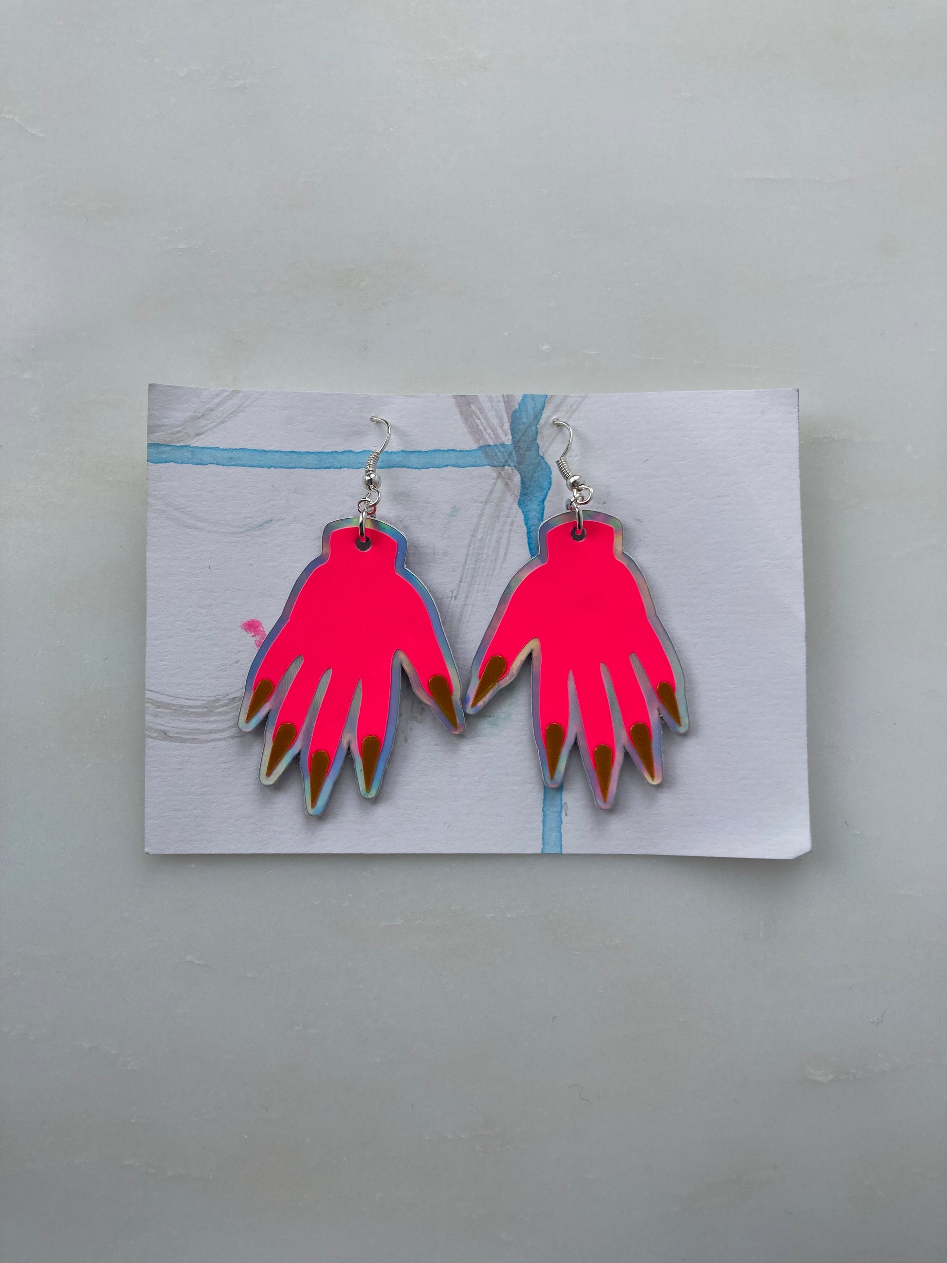 Sparkly Hand Earrings - Fluro Pink image 7