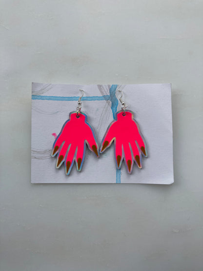 Sparkly Hand Earrings - Fluro Pink image 7