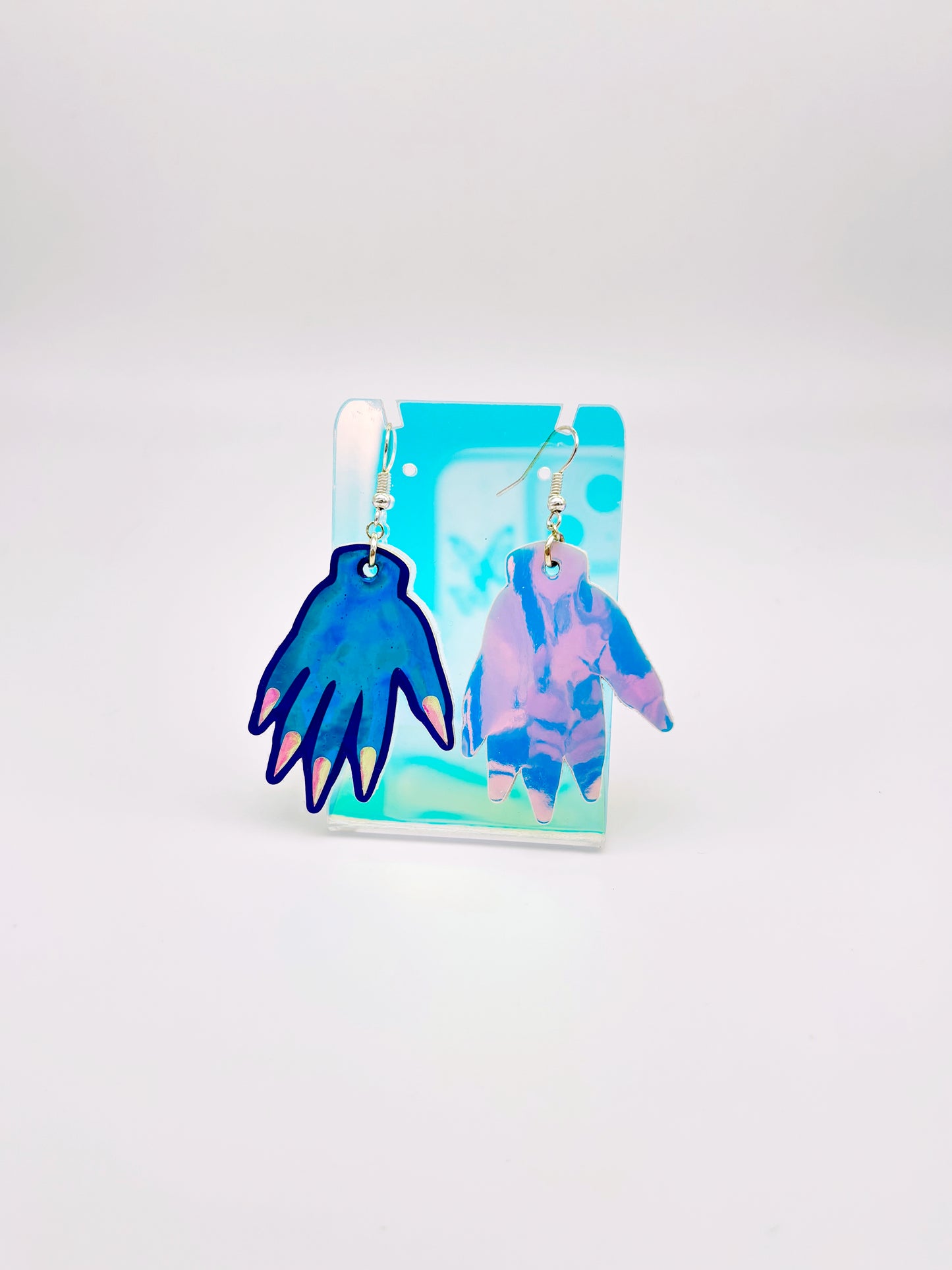 Sparkly Hand Earrings - Ocean Teal Holographic image 6