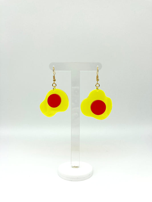 Neon Fluorescent Fried Egg Earrings - Mini Yellow & Pink Eggs image 0