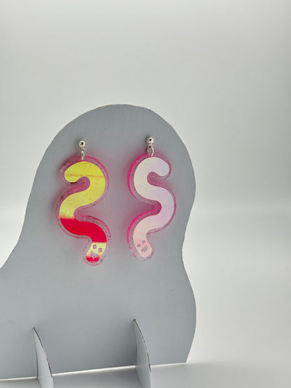 Glitter & Vinyl Worm Ball Stud Dangle Earrings - Peachy Opal image 8