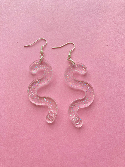 Glitter Worm Simple Dangles - Clear Rainbow image 4