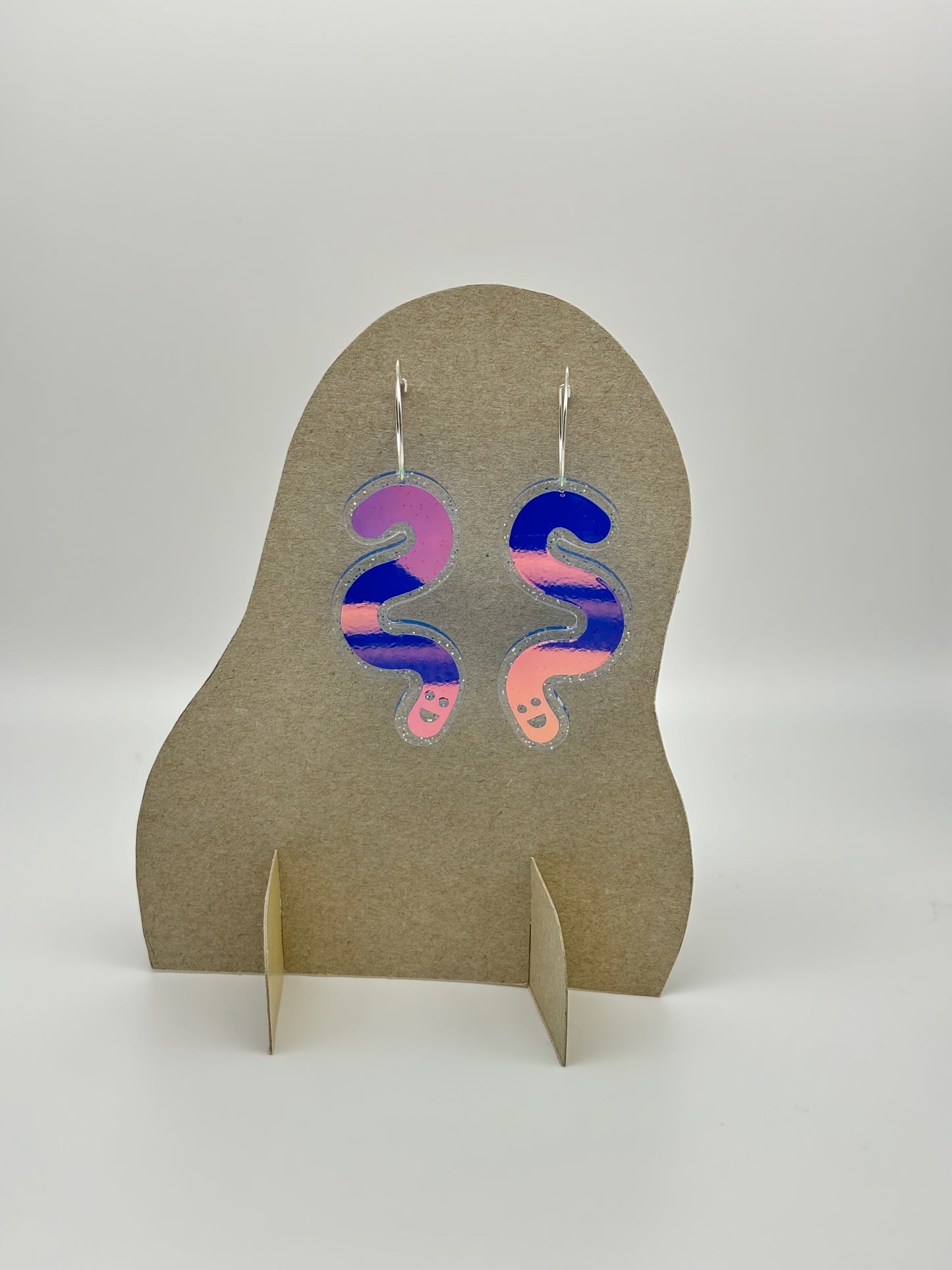 Glitter & Vinyl Worm Hoop Earrings - Twilight Aurora image 2