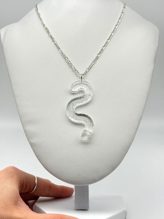 Wormie Necklace - Clear Holo Glitter image 0
