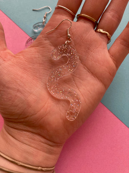 Glitter Worm Simple Dangles - Clear Rainbow image 2