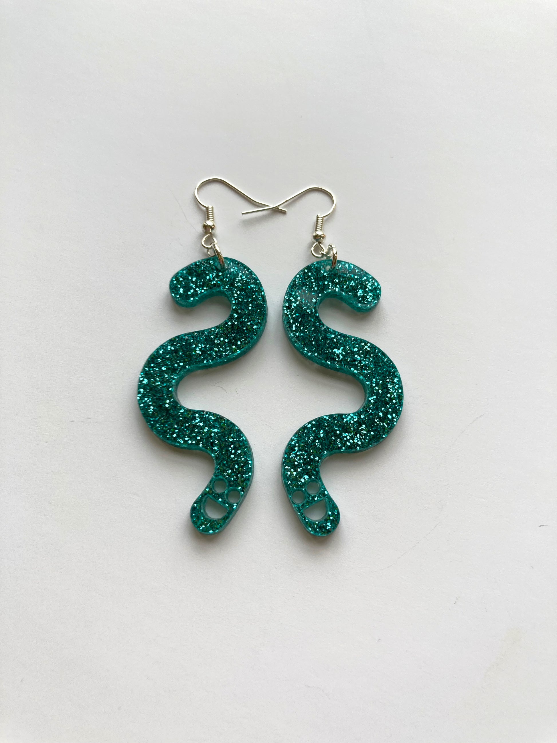 Glitter Worm Simple Dangles - Teal image 4