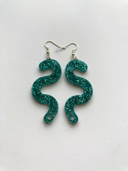 Glitter Worm Simple Dangles - Teal image 4