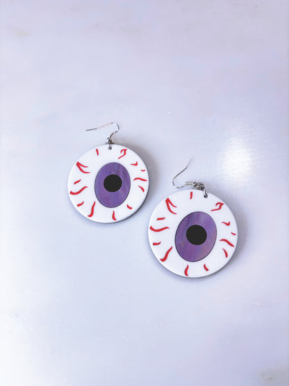 *Sample* Large Eyeball Earrings - Swirly Lilac Marble image 3