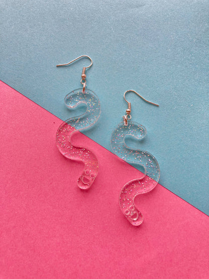 Glitter Worm Simple Dangles - Clear Rainbow image 5