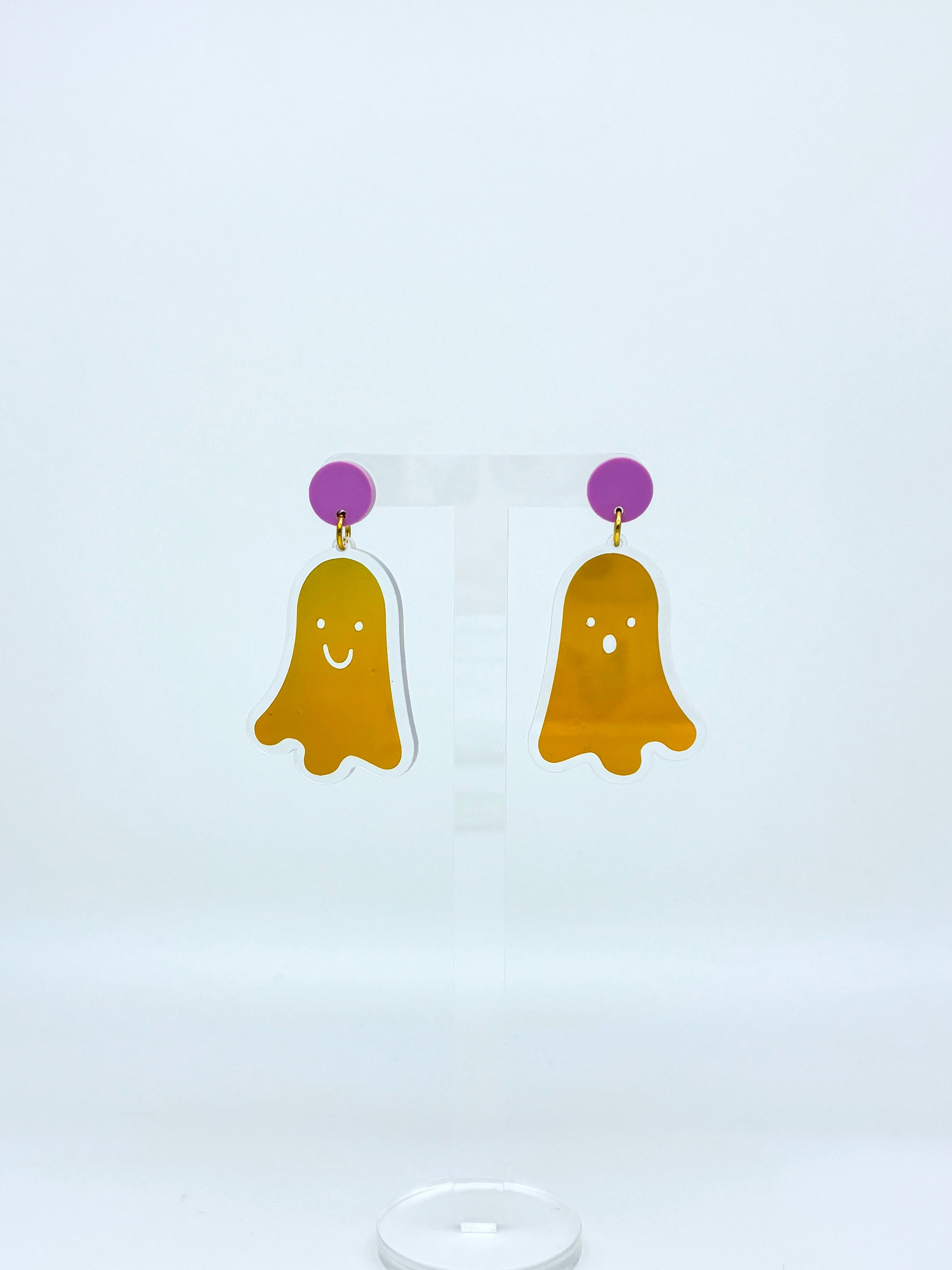 Holographic Ghost Earrings - Yellow Gold & Lilac image 3