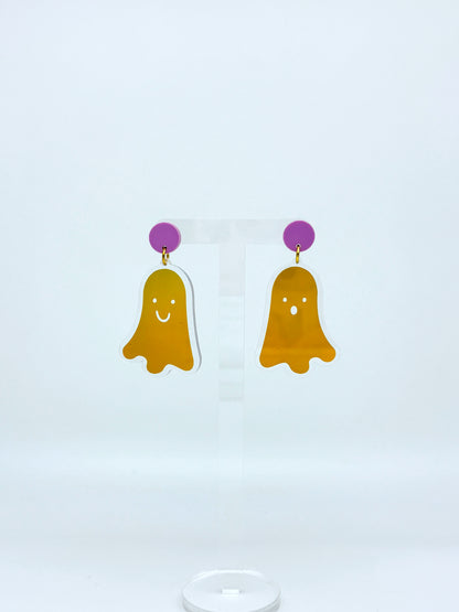 Holographic Ghost Earrings - Yellow Gold & Lilac image 3