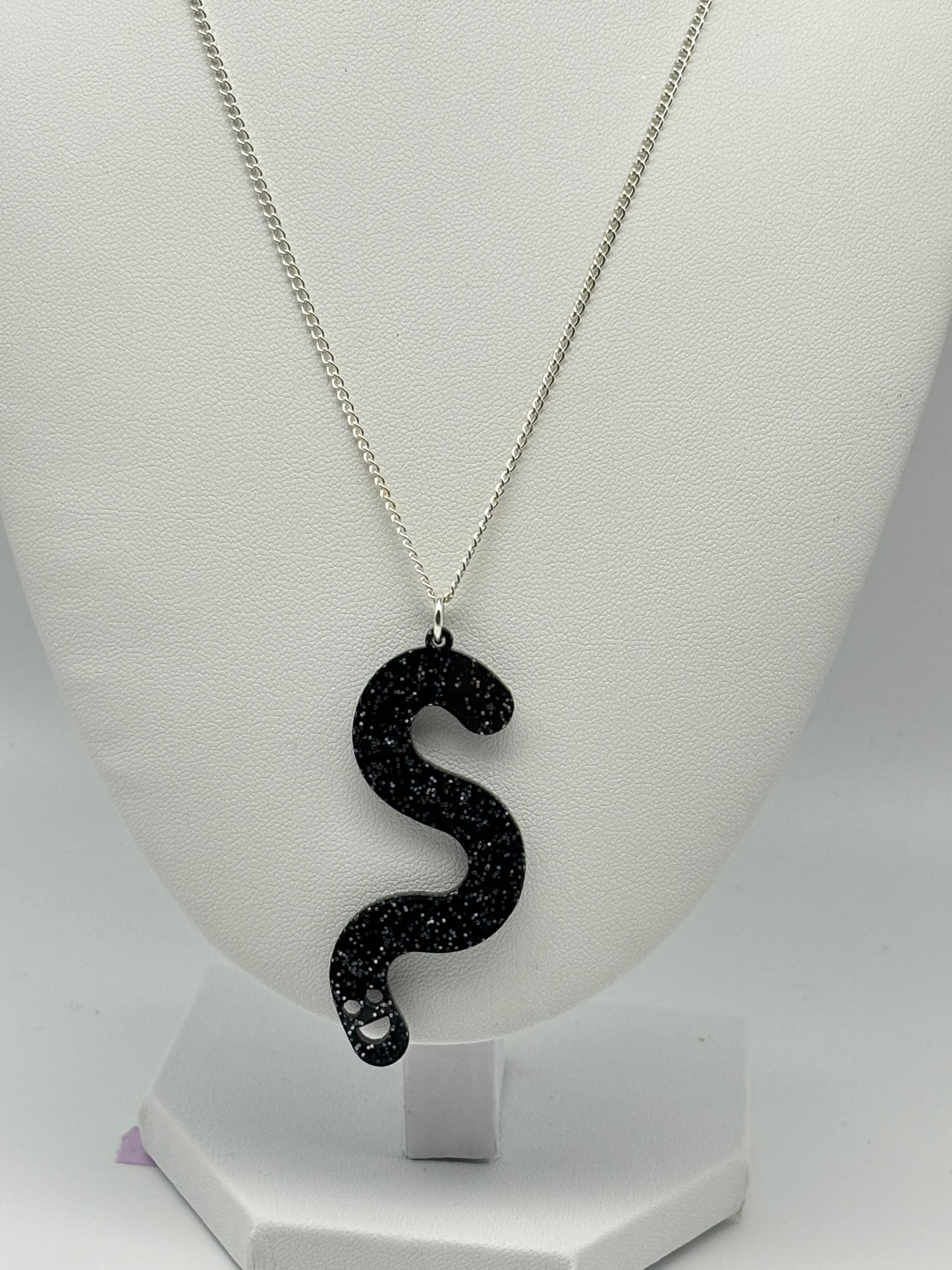 Wormie Necklace - Black Glitter image 1