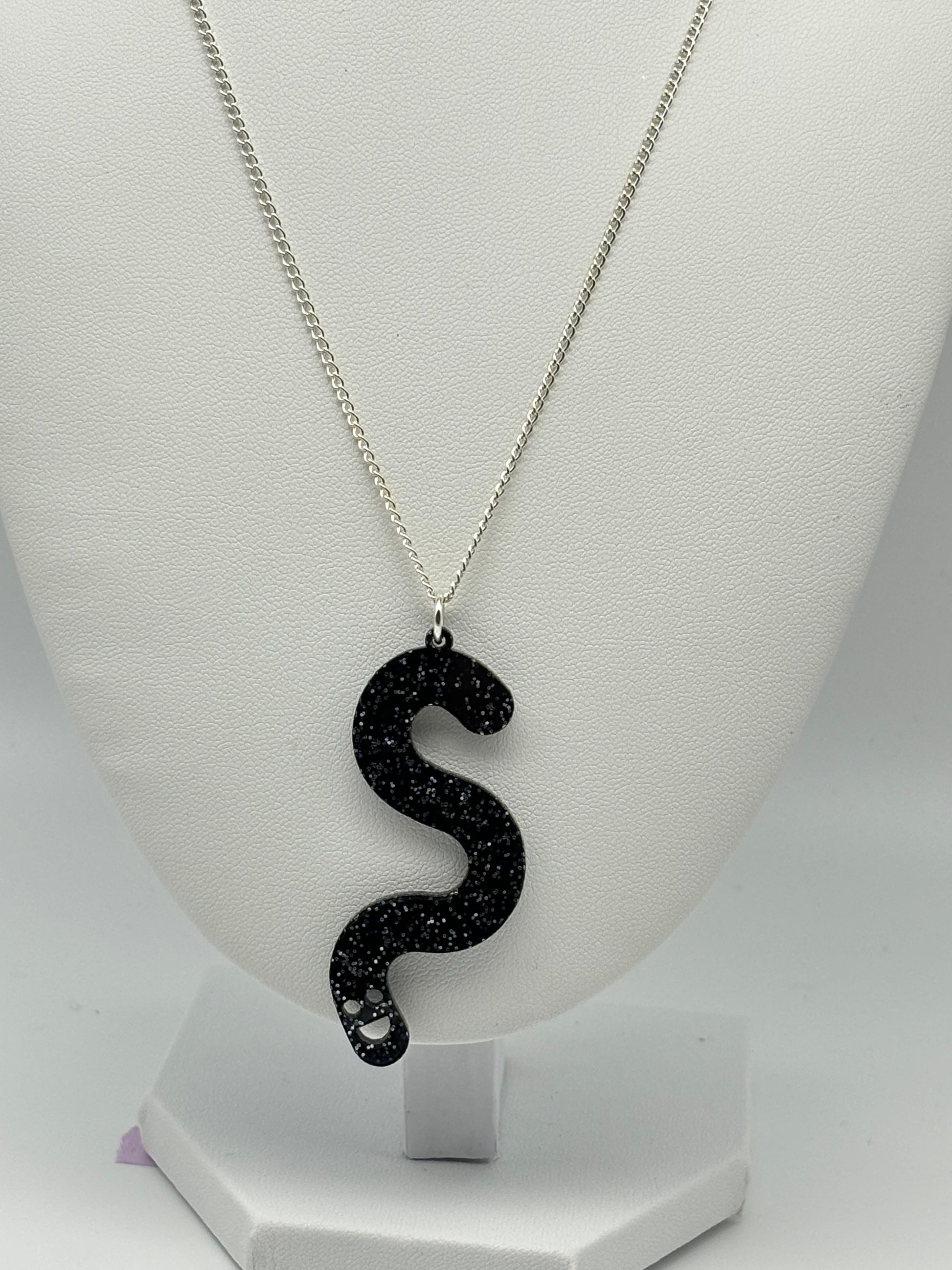 Wormie Necklace - Black Glitter image 1