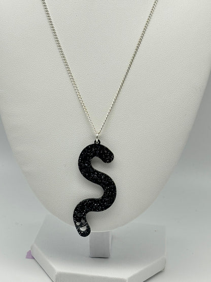 Wormie Necklace - Black Glitter image 1