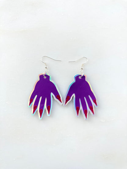 Sparkly Hand Earrings - Purple image 0