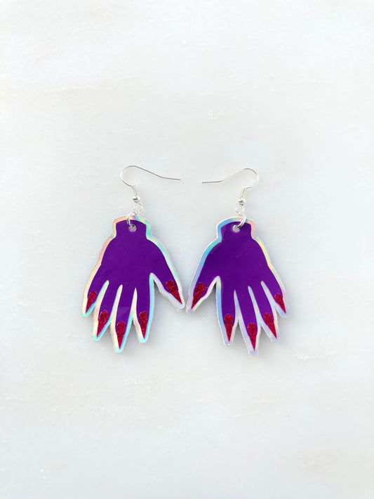 Sparkly Hand Earrings - Purple image 0